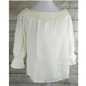 Eva Longoria Off-Shoulder Blouses Top Shirt Eyelet